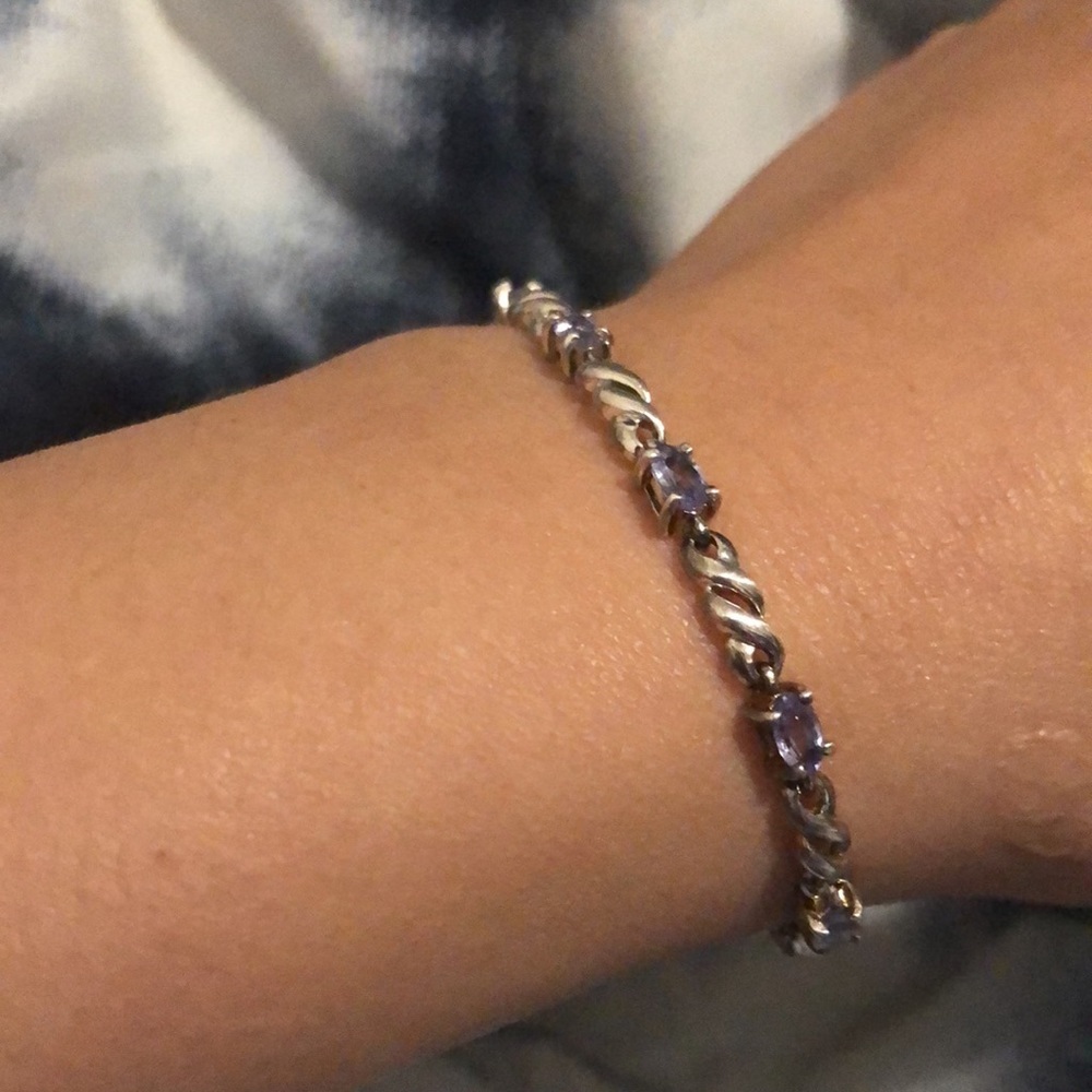 Vintage sterling silver signed STS 925 Thailand and purple topaz